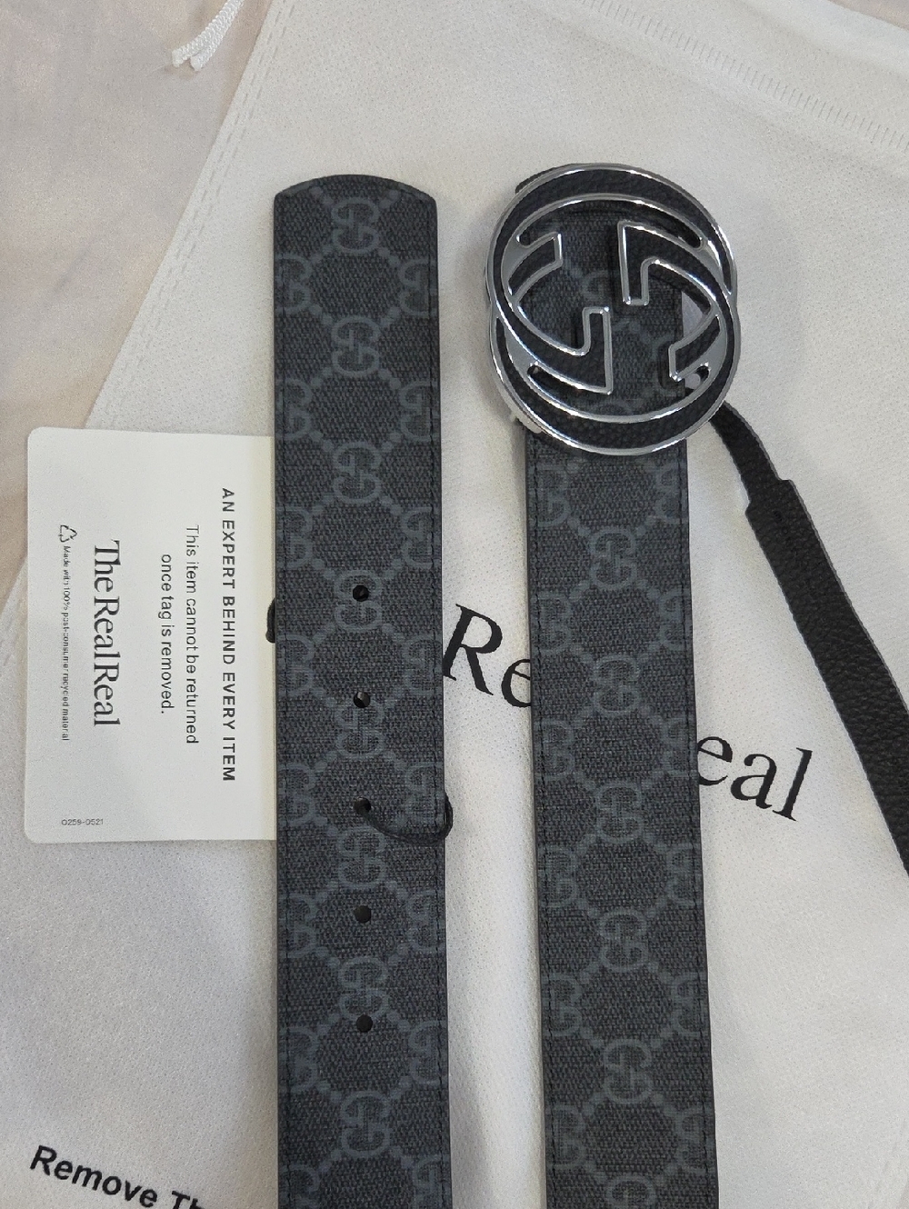Gucci Reversible Black Leather Monogram Belt GG 95cm - Picture 3 of 16